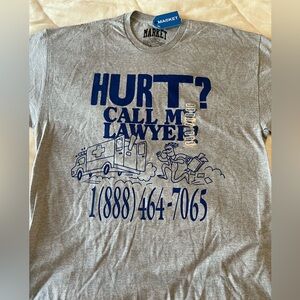 MArket Gray Tee with Blue Lawyer Graphic